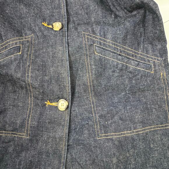 Vintage Old Navy 2001 Denim Trench Coat Womens Large  Blue Duster Y2K RARE - Picture 9 of 10